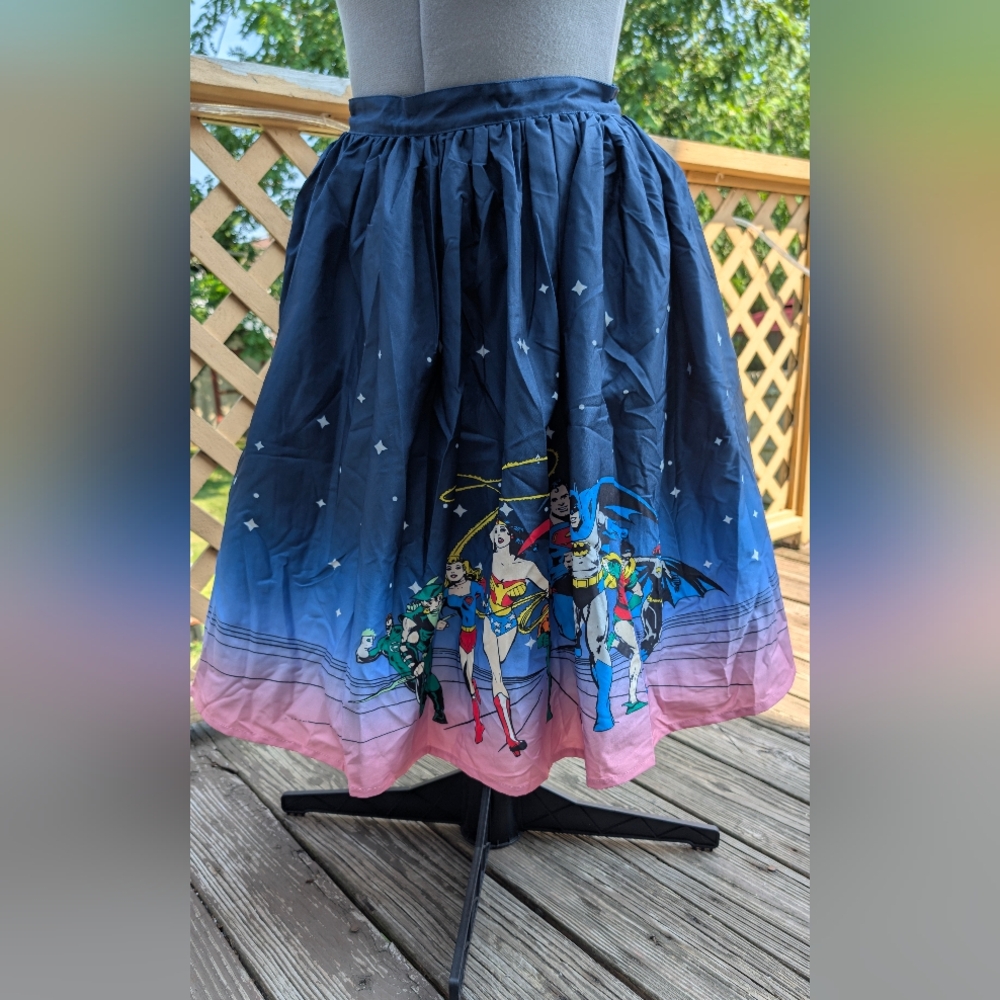 Superhero Print Women's Skirt - Blue and Pink